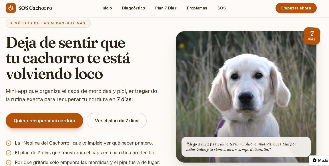 Vista de la mini-app SOS Cachorro
